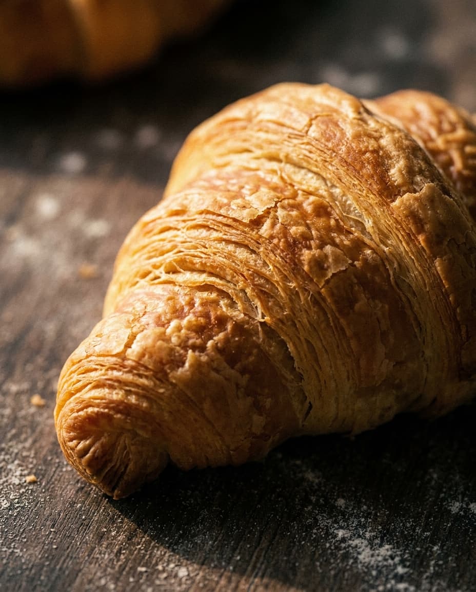 Goldbraun gebackener Buttergipfel mit blättriger Kruste aus Schweizer Butter