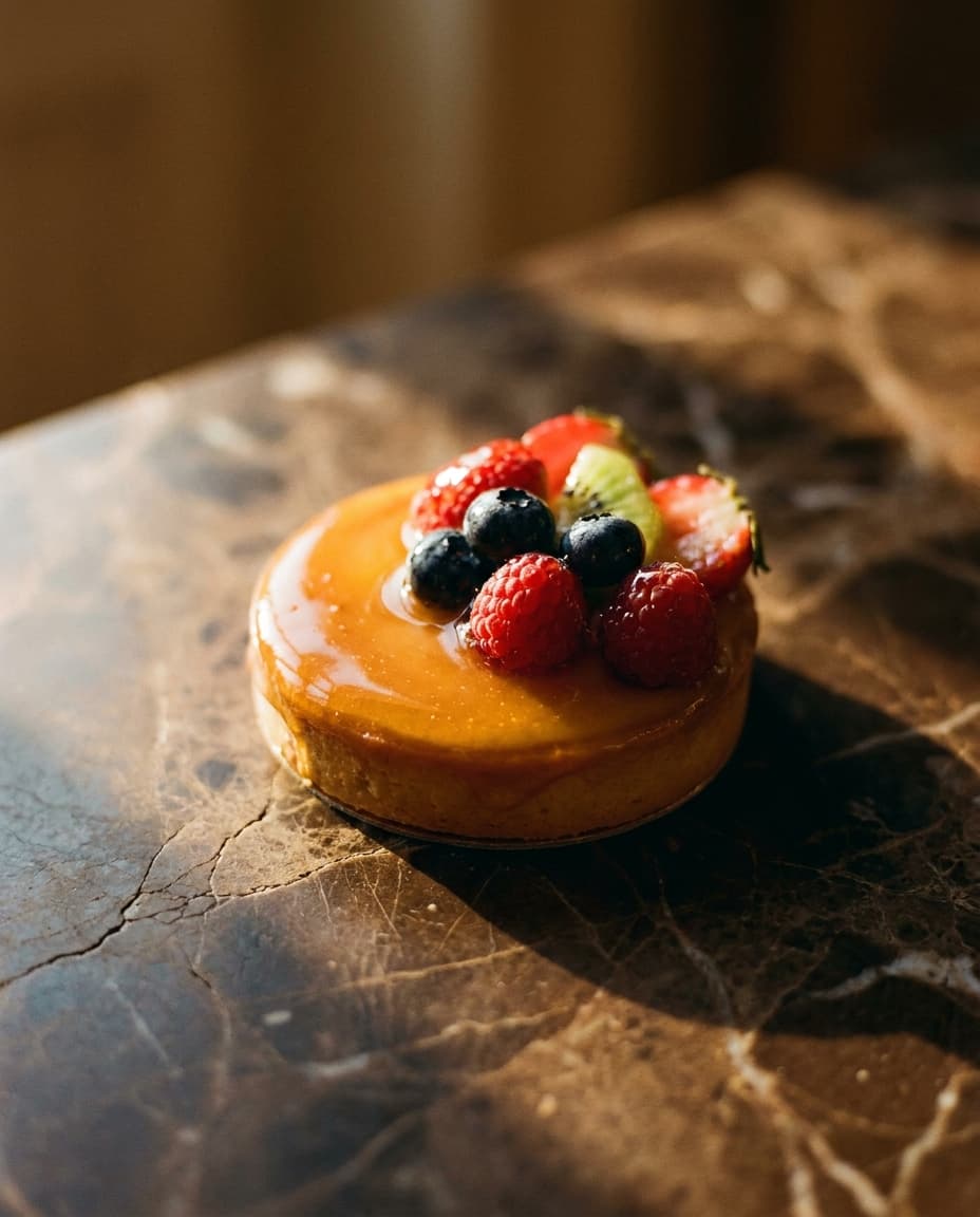 Frisch garnierte Früchtetarte aus der Konditorei der Goldkruste